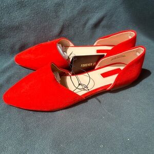 NWT red faux suede flats 6.5